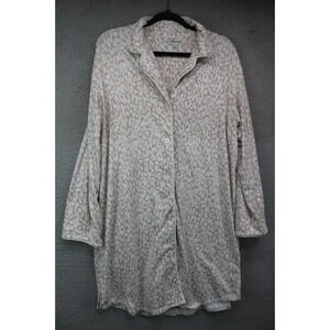 Anne Klein Button Down Long Sleeve Sleepshirt-Size Large